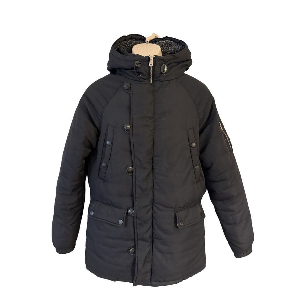 Alcott Company Men’s Explorer Parka Puffer Style Hooded Coat Black Size Small